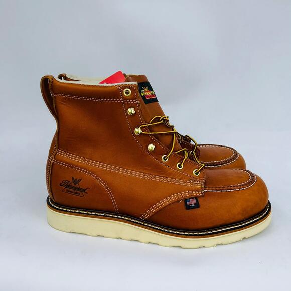 THOROGOOD MENS SLIP-RESISTANT TOBACCO MOC TOE LACE UP WORK BOOTS SIZE 11.5D